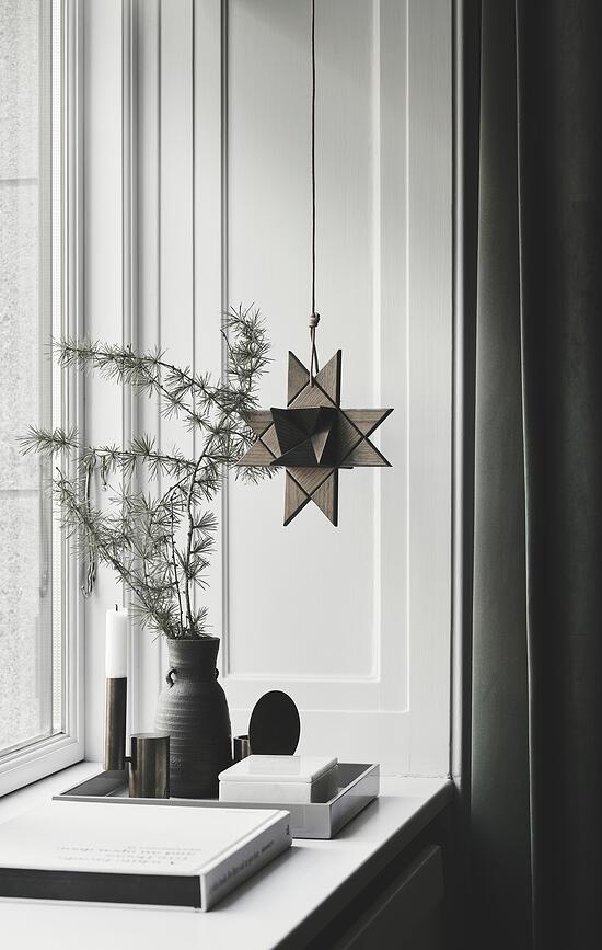 Decoración colgante Fröbel Star, roble oscuro