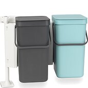 Atliekų rūšiavimo kibiras Sort & Go dviguba spintelė pilka ir mėtinė