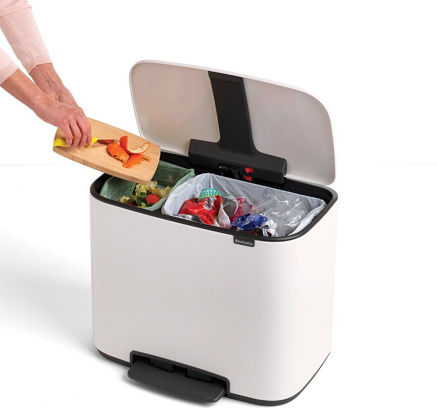 Bo Dvojni koš za smeti pedalni, 11 l + 23 l, svetlo bež