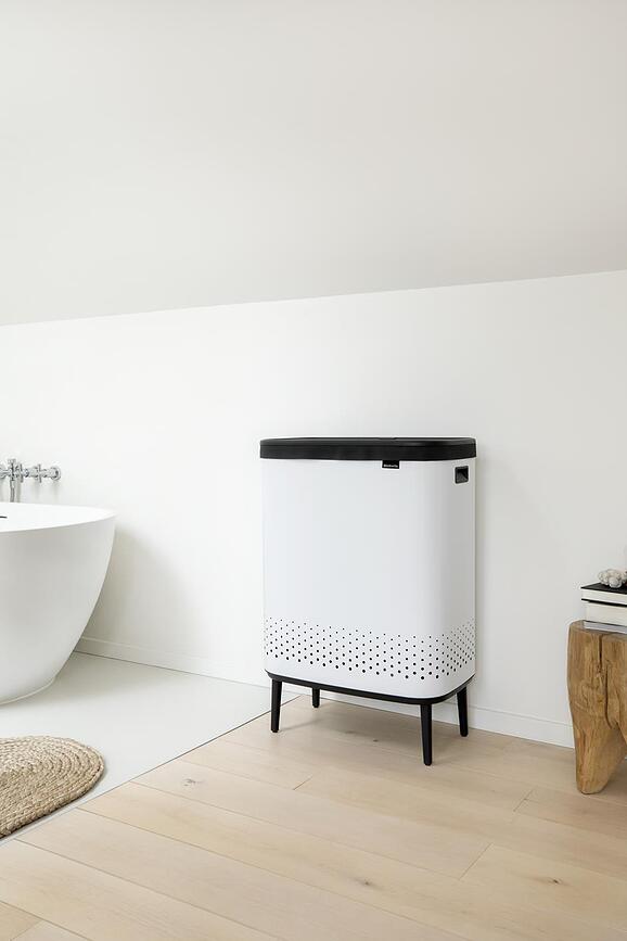 Bo Laundry Bin Hi Panier à Linge, 2 x 45 l, blanc
