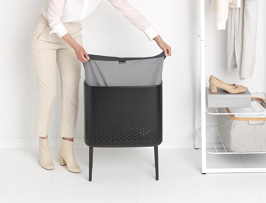 Bo Laundry Bin Panier à Linge 60 L, noir mat
