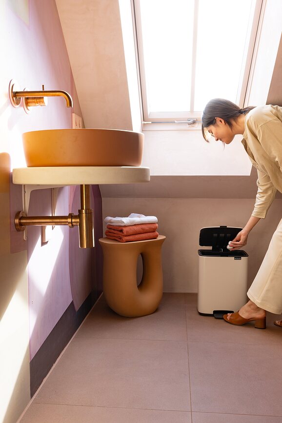 Bo Poubelle à pédale, 12 L, beige