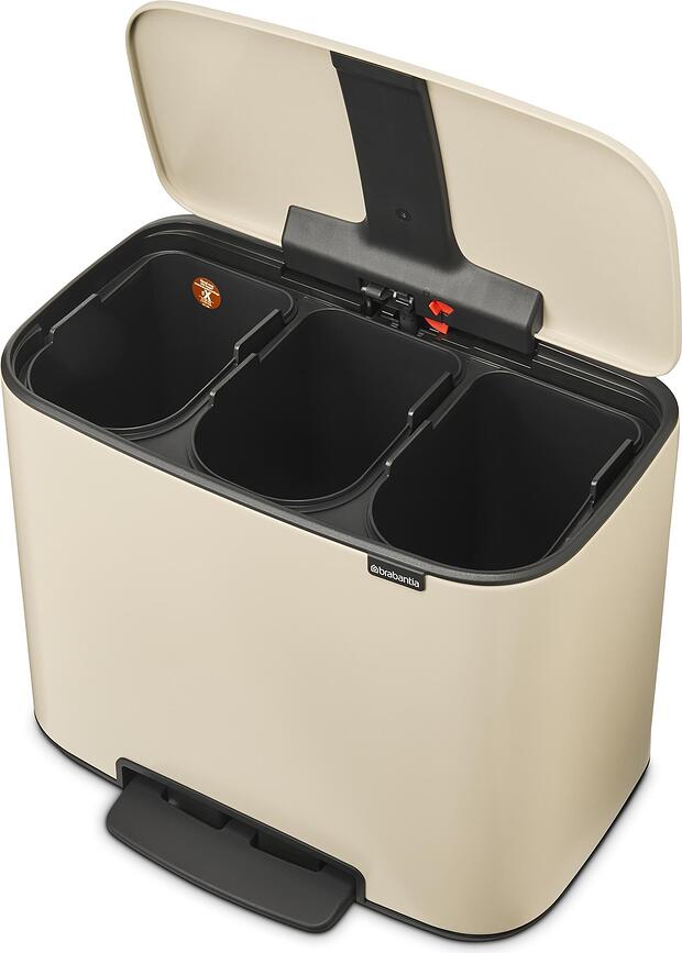 Bo Poubelle à pédale 3 x 11 L, noir mat