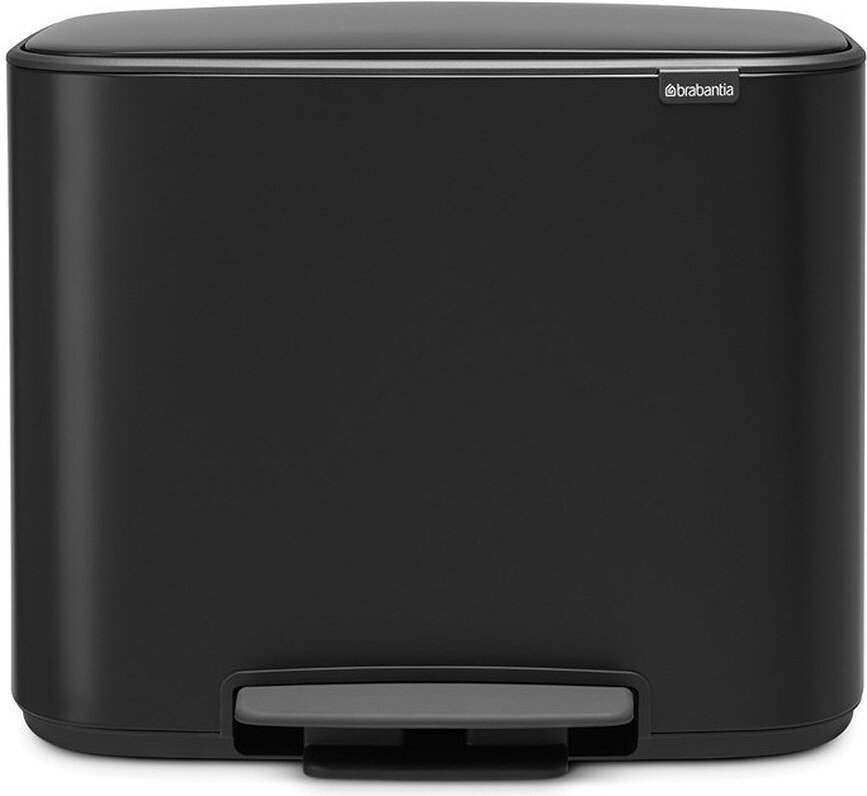 Bo Poubelle à pédale 3 x 11 L, noir mat