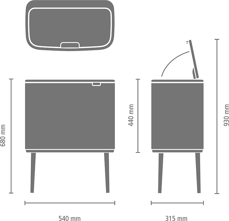 Κάδος απορριμμάτων Bo Touch Bin 36 l, ασημί