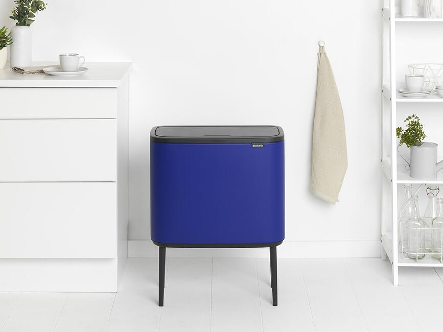 Bo Touch Bin Poubelle, double compartiment 11 l + 23 l, bleu cobalt, éclat minéral