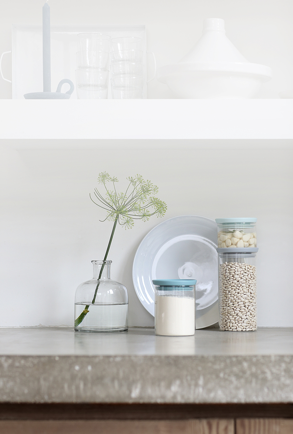 Contenedores de cocina de cristal Brabantia, gris y verde, Pack de 3 unidades