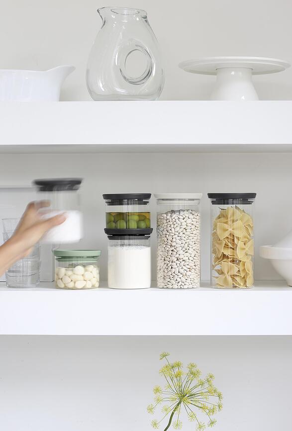 Contenedores de cocina de cristal Brabantia, gris y verde, Pack de 3 unidades