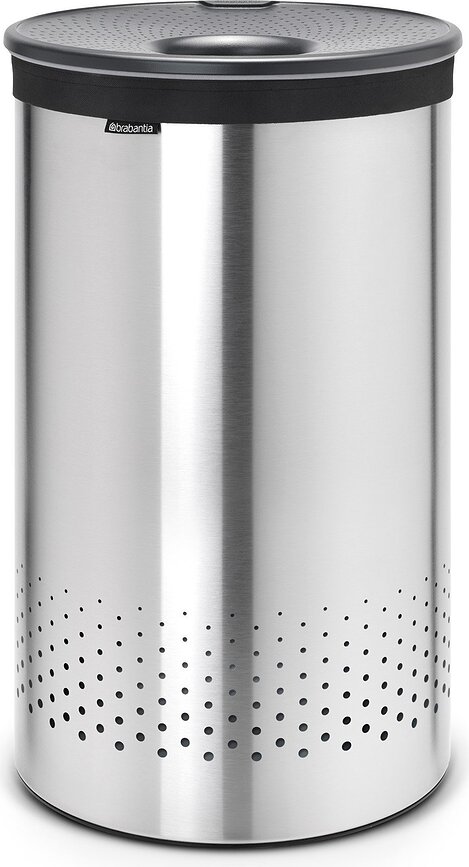 Brabantia 60 l Wäschekorb matt Stahl mit grauem Deckel aus FPP-Kunststoff