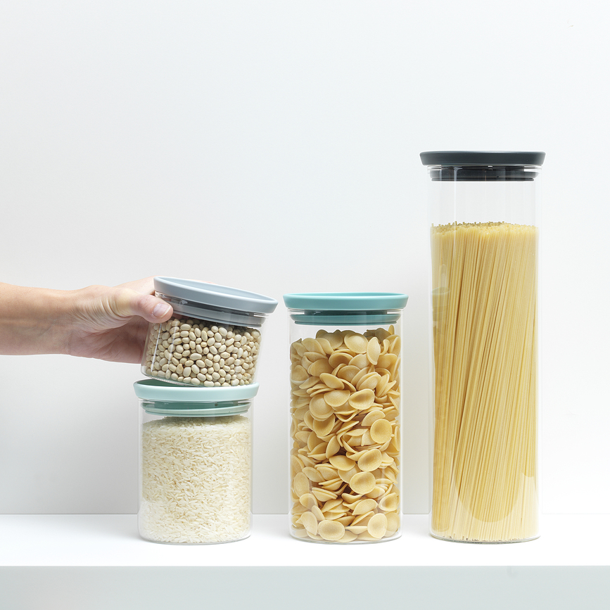 Brabantia Boîtes de Conservation, en verre, gris-vert, Lot de 3