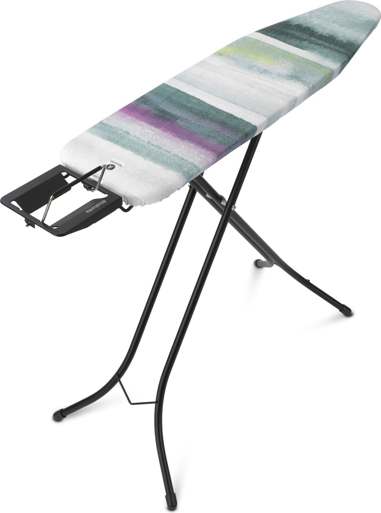 Brabantia Bügelbrett Gr. A morning breeze schwarzer Rahmen mit Ablage für Bügeleisen