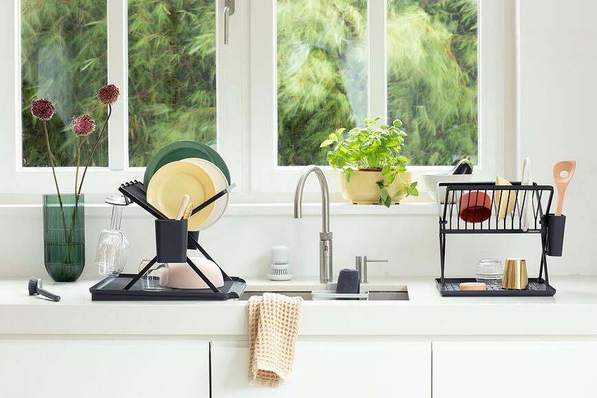 Brabantia Égouttoir à Vaisselle pliable, grand, anthracite