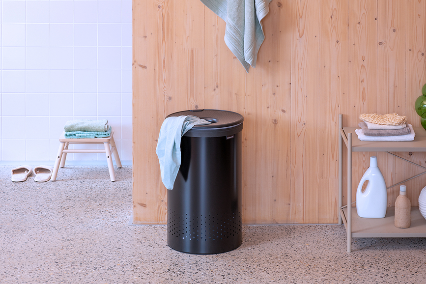 Brabantia Καλάθι Απλύτων με καπάκι από φελλό, 60 L, λευκό, ατσάλινο