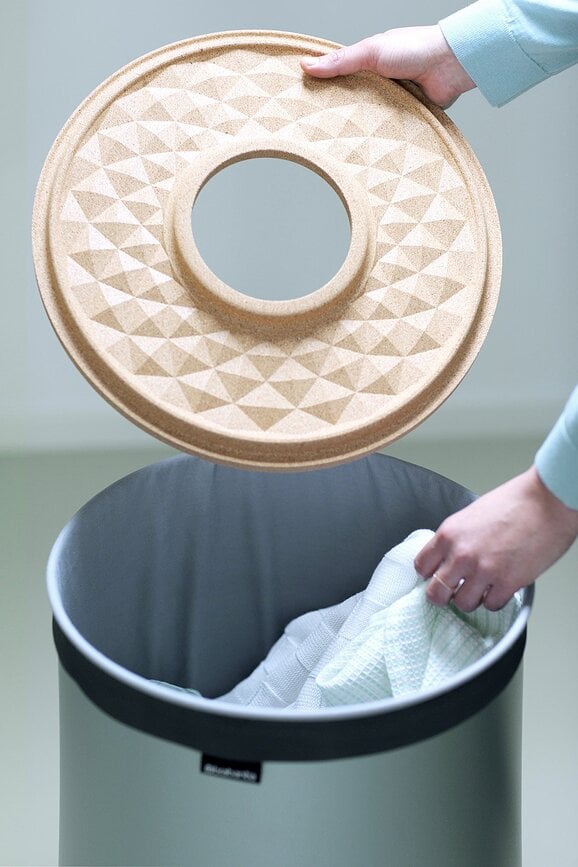 Brabantia Koš za perilo, 60 l, bel, s črnim pokrovom