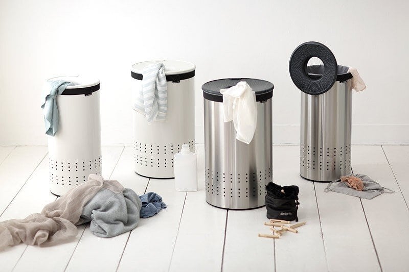 Brabantia Košara za Rublje s poklopcem od pluta 35 l bijela čelična