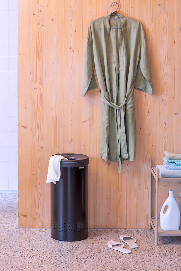 Brabantia Košara za Rublje s poklopcem od pluta 35 l bijela čelična