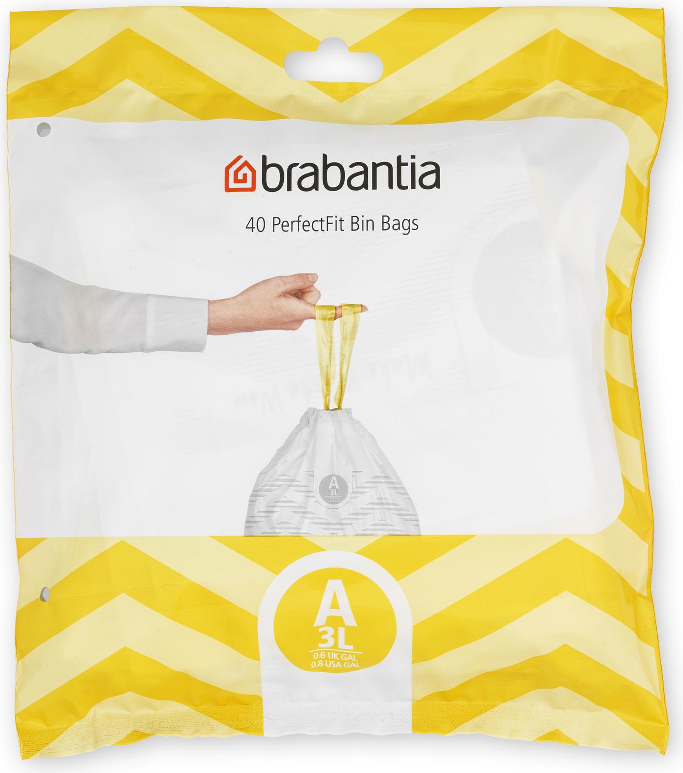 Brabantia Perfectfit Trash Bags, Code V, 0.5-0.8 Gallon, 2-3 Liter