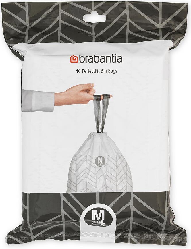 Brabantia PerfectFit Sacs Poubelle, taille M, 60 L, Lot de 40