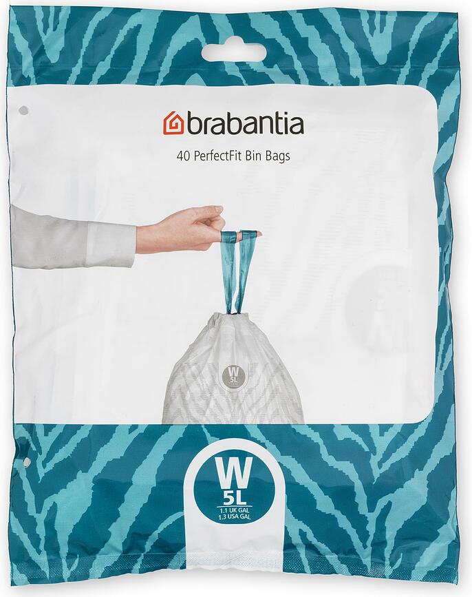 Brabantia PerfectFit Σακούλες Απορριμμάτων, μέγεθος W, 5 L, 40 τμχ