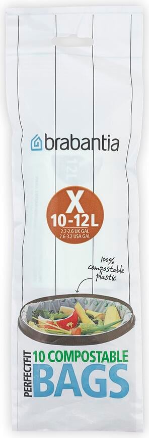 Brabantia PerfectFit Σακούλες απορριμμάτων, μέγεθος X, 10-12 L, πράσινες, 10 τμχ