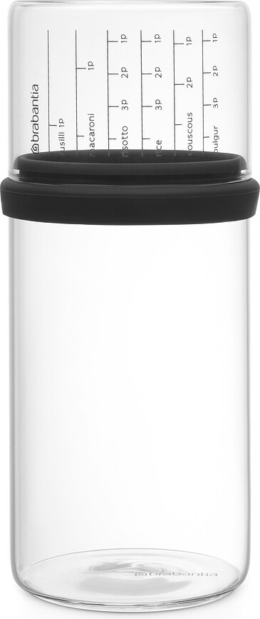 Brabantia Posoda za shranjevanje s kuhinjsko merico, 1 L, temno siva