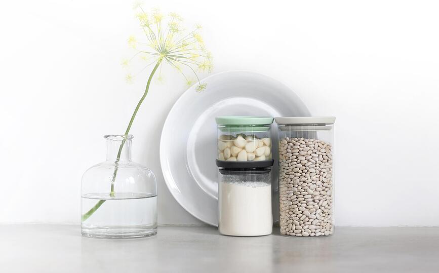 Brabantia Posode, steklene, sivo-zelene, 3 kosi