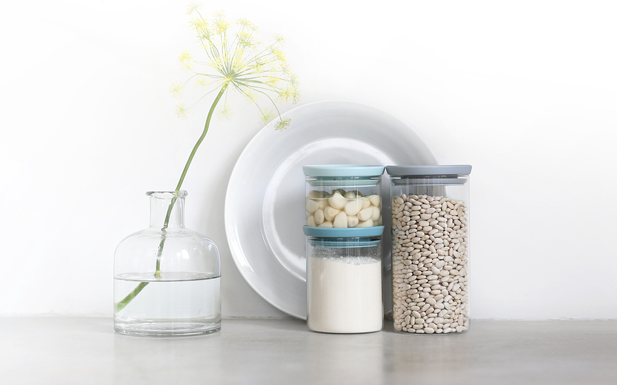 Brabantia Posode, steklene, sivo-zelene, 3 kosi