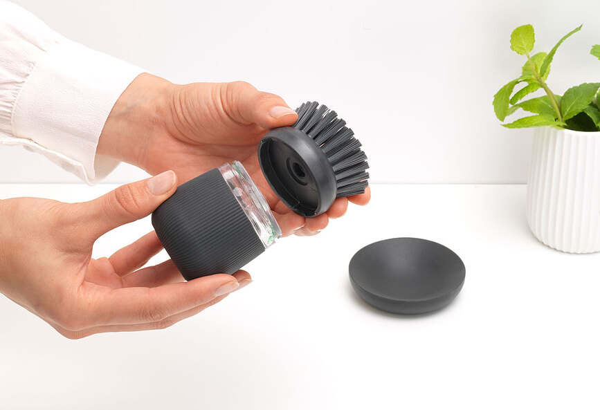 Cepillo para platos con dispensador Sink Side, gris oscuro