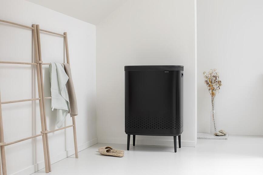Cesto de Colada Bo Laundry Bin Hi, 2 compartimentos de 45 l, negro mate