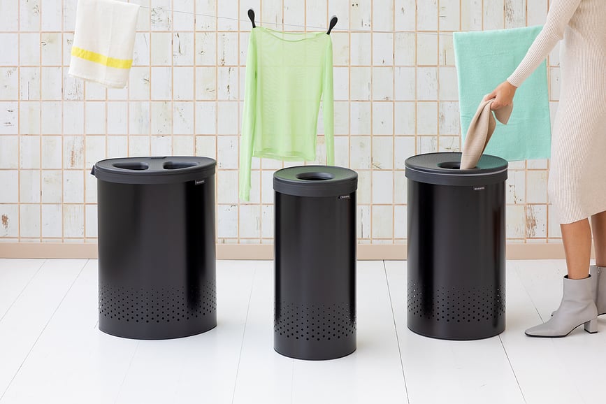 Cesto de lavandería Selector, 55 L, negro mate