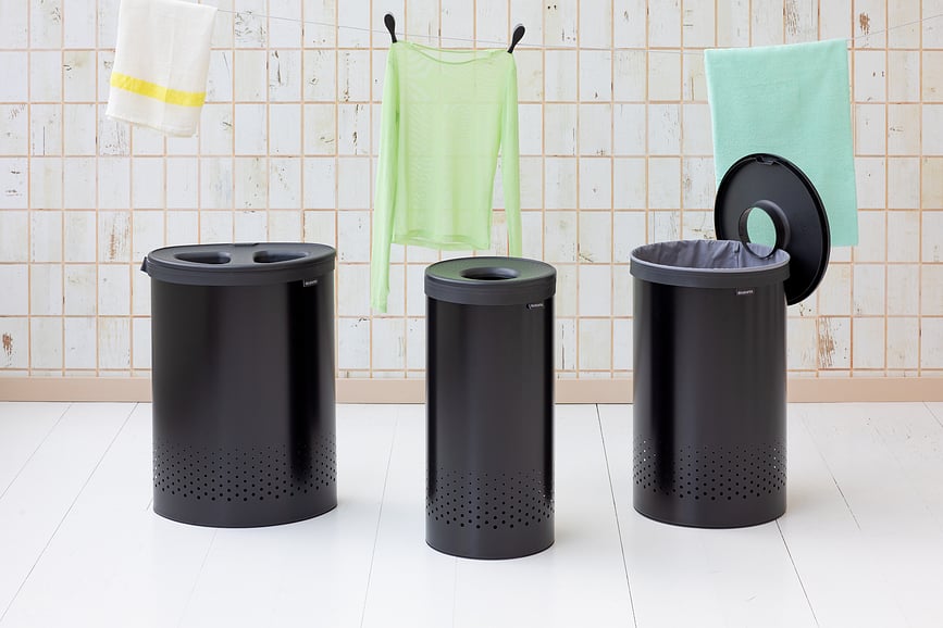 Cesto de lavandería Selector, 55 L, negro mate