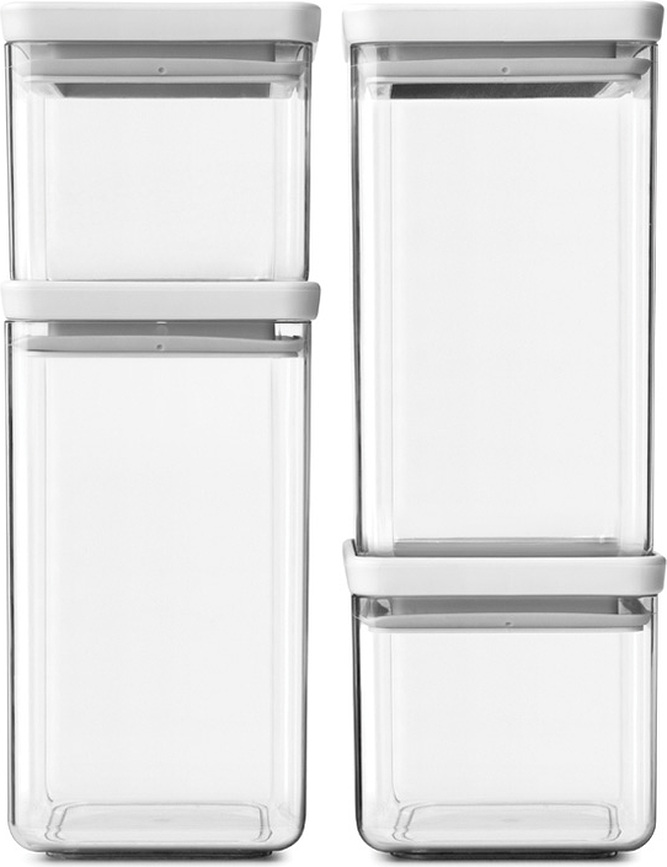Contenedores cuadrados Brabantia, gris claro, 4 unidades