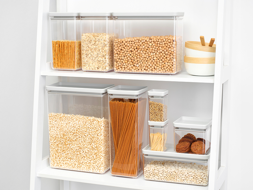 Contenedores de Cocina Tasty+, 1,5 L y 3,5 L, gris claro, Set de 3 piezas