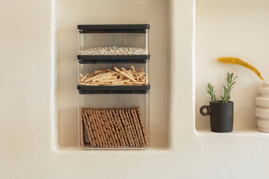 Contenedores de Cocina Tasty+, 1,5 L y 3,5 L, gris claro, Set de 3 piezas