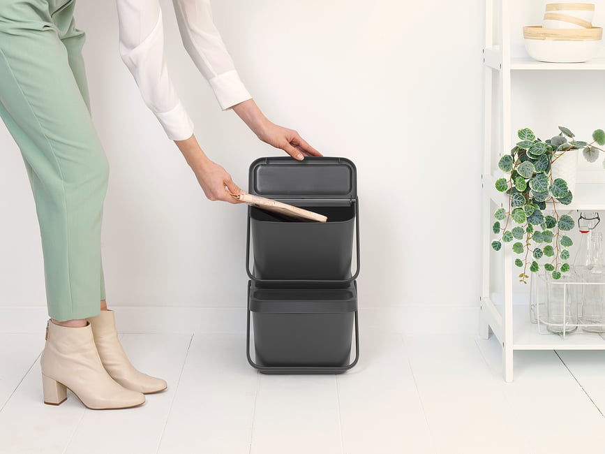 Cubo de Residuos Sort & Go, apilable, 20 l, verde jade