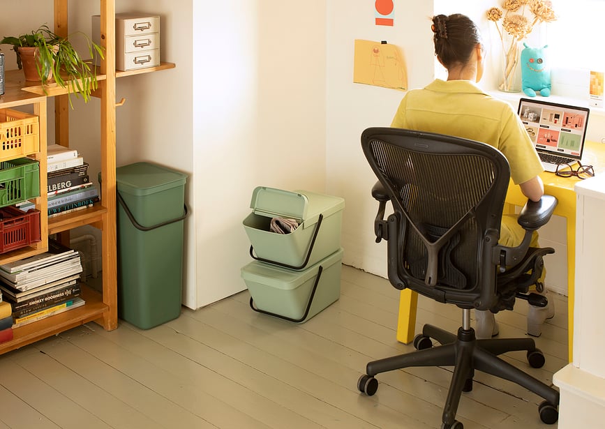 Cubo de Residuos Sort & Go, apilable, 20 l, verde jade