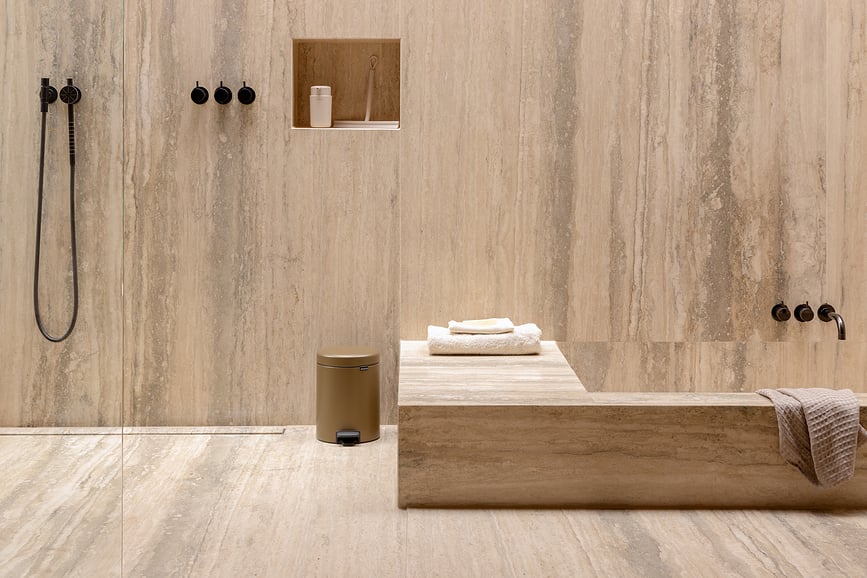 Cubo de basura con pedal NewIcon 5 l, bronce