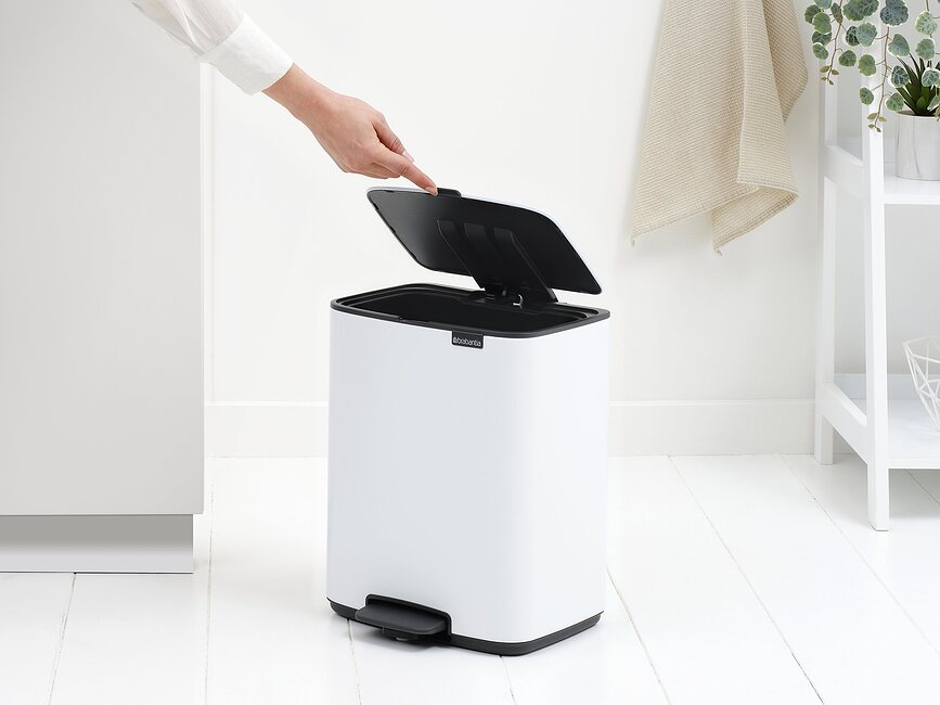 Cubo de Basura con pedal Bo, 12 L, blanco