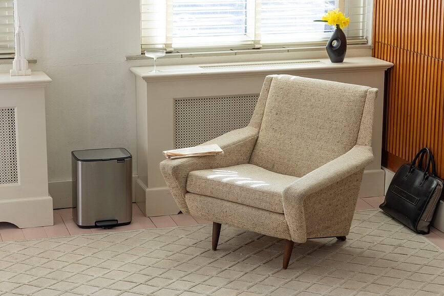 Cubo de Basura con pedal Bo, 12 L, blanco