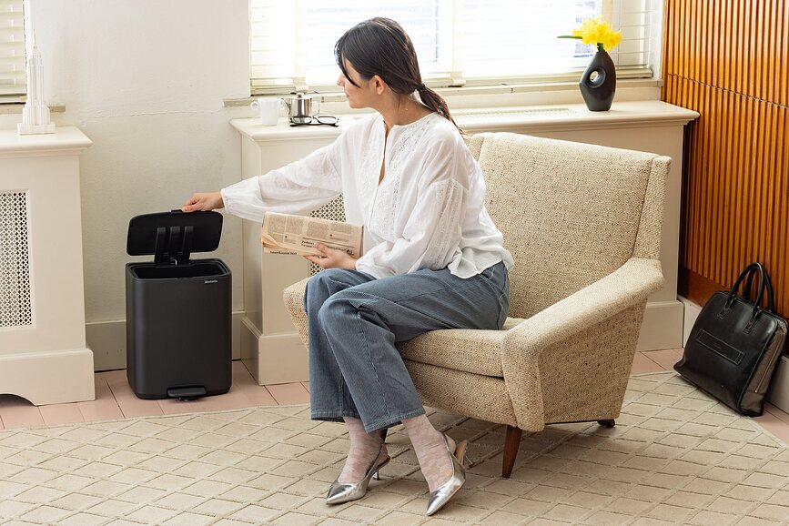 Cubo de Basura con pedal Bo, 12 L, blanco