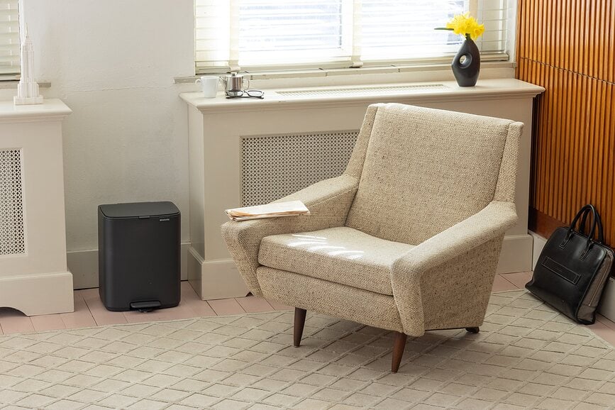 Cubo de Basura con pedal Bo, 12 L, blanco