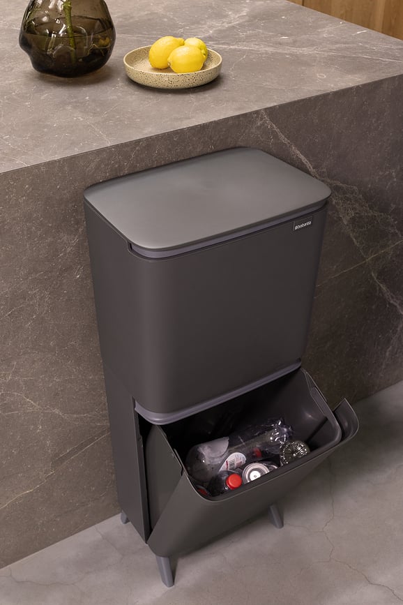 Cubo de basura para reciclaje SortUp Hi 20 + 25 l, gris oscuro
