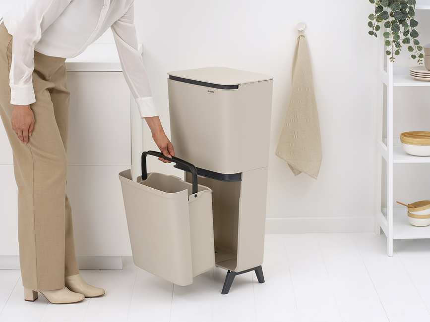 Cubo de basura para reciclaje SortUp Hi 25 + 10 + 10 l, gris oscuro