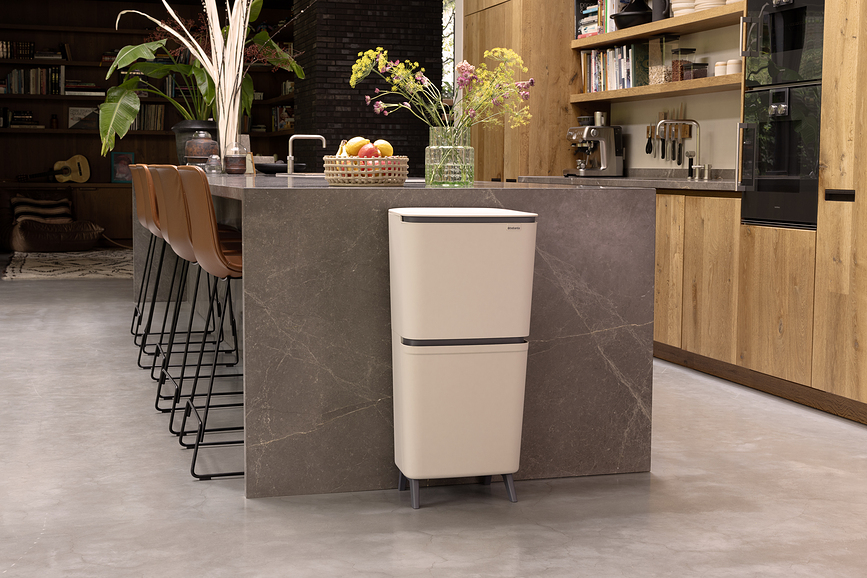 Cubo de basura para reciclaje SortUp Hi 25 + 10 + 10 l, gris oscuro