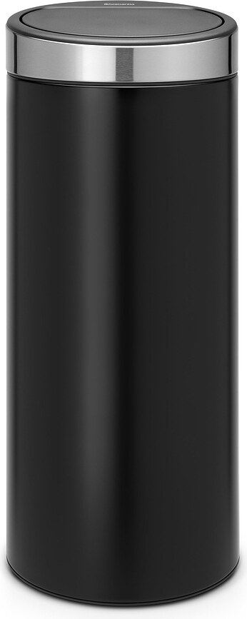 Cubo de Basura Touch Bin New, 30 L, negro mate, tapa cromada