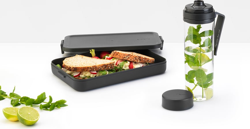 Fiambrera Make & Take, gris, con botella, Set de 2 piezas