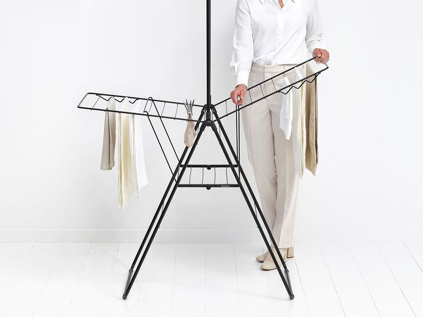 Hangon Étendage avec barre de suspension, 127 cm, noir mat