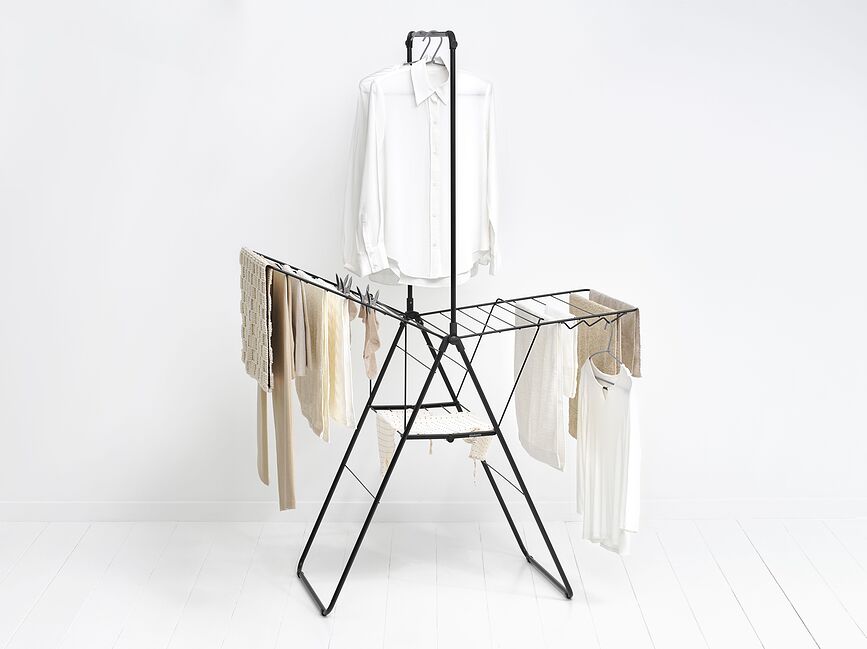 Hangon Étendage avec barre de suspension, 127 cm, noir mat