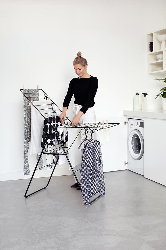 Hangon Séchoir à Linge 127 cm, noir mat