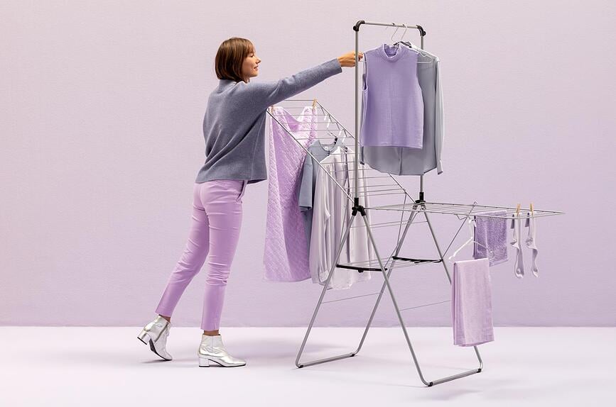 Hangon Séchoir à linge avec barre, 181 cm, noir mat